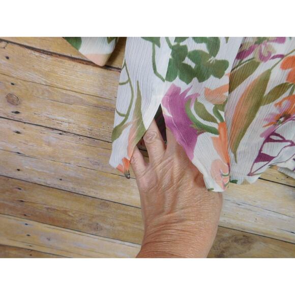 Alfred Dunner Shirt Petitie 12P Long Sleeve Multi Color Floral Button Down - Picture 4 of 7